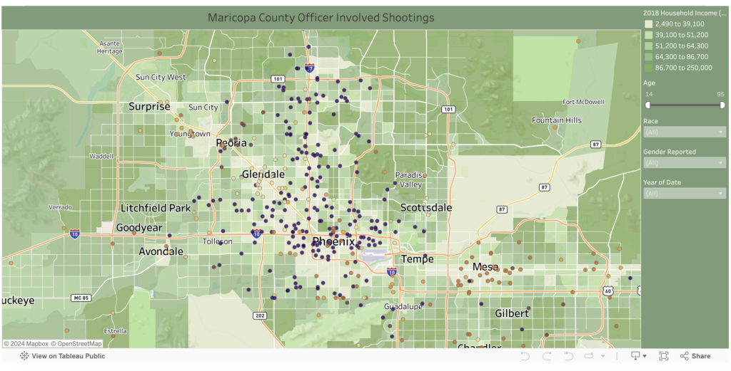 Shootings by Police In Maricopa County Map